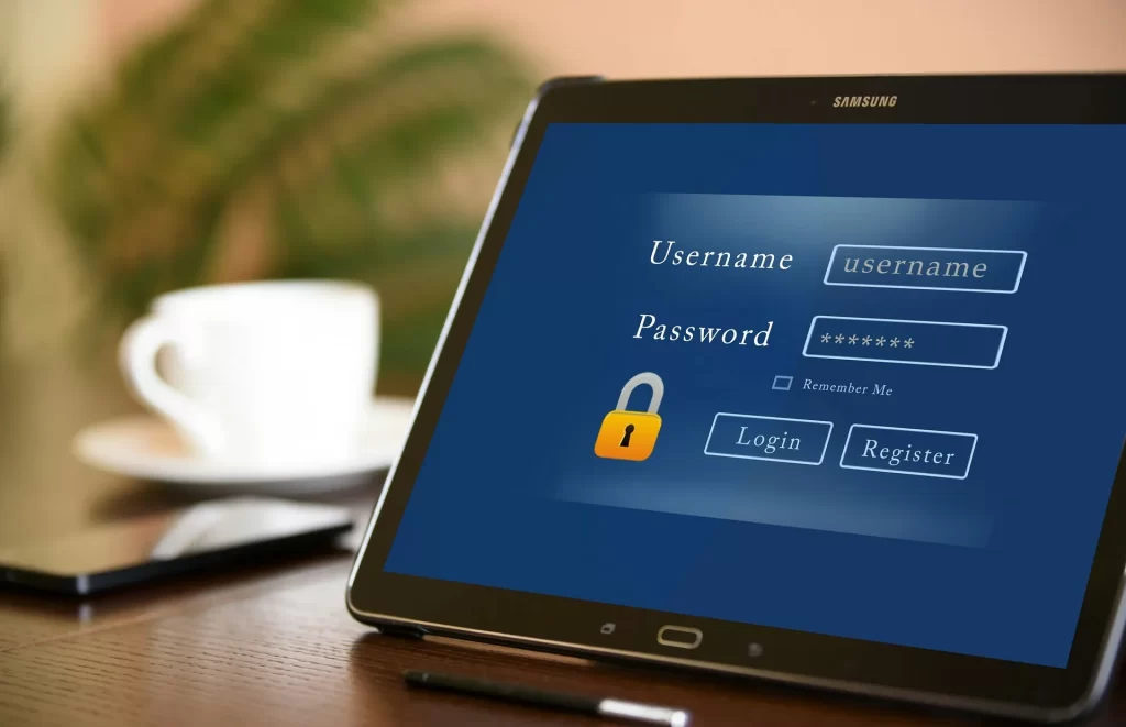 Illustratie van cyberveiligheid en veilig wachtwoordbeheer voor kleine bedrijven en ondernemers.